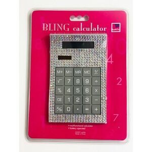 Lushlife Bling Calculator Silver Rhinestone Crystal Y2K Desk Accessory